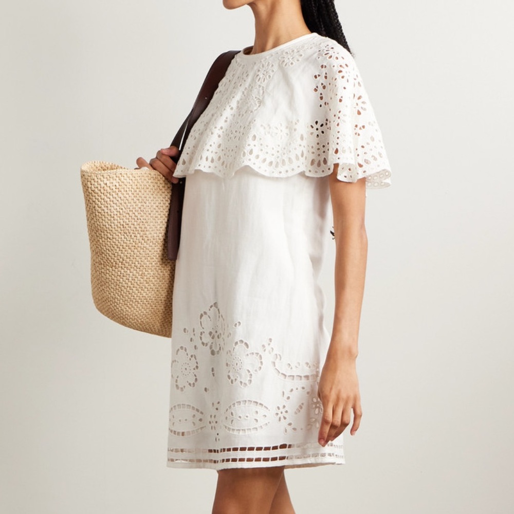 SEA - Lula layered broderie anglaise mini dress NWT